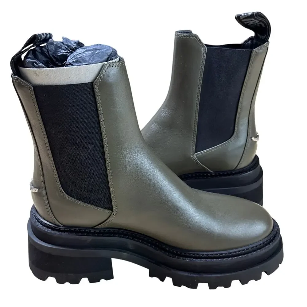 Zadig & Voltare Ride Chelsea Boot Green/Black Women's Size 36 (US 5) NWOB